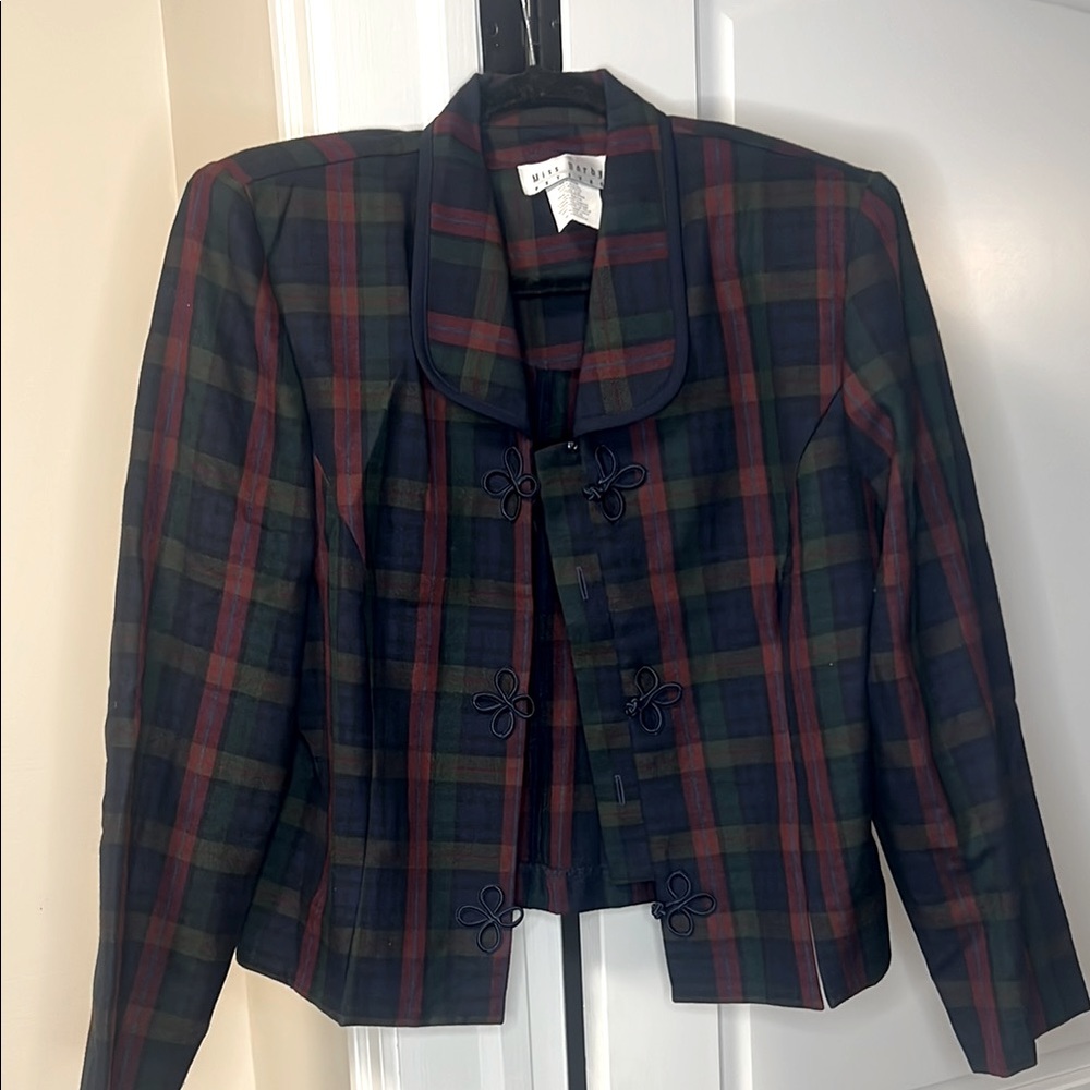 Miss Dorby Petites Multicolor Plaid Blazer